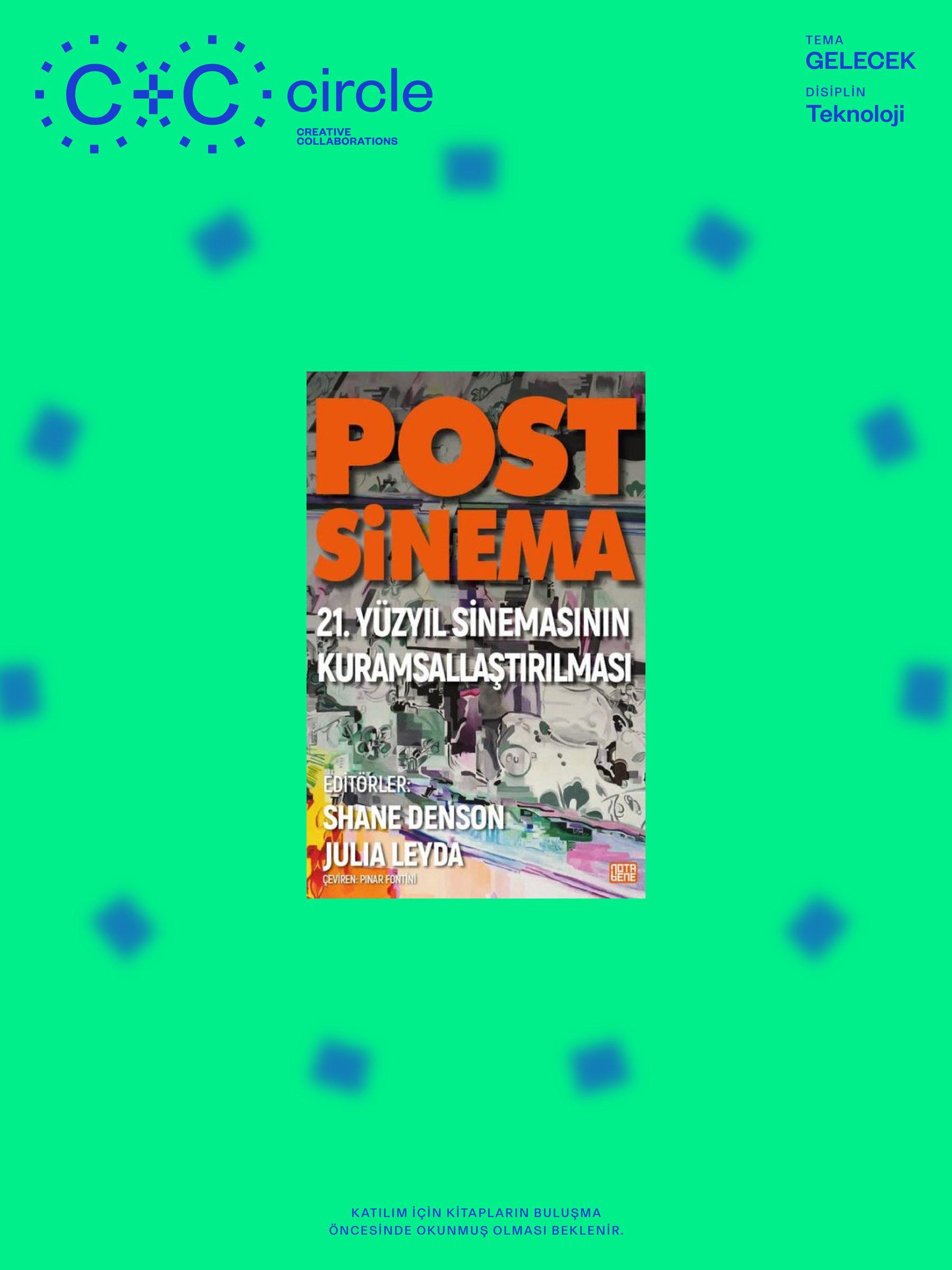 Post-Sinema kitabının yer aldığı yeşil CC+Circle afişi